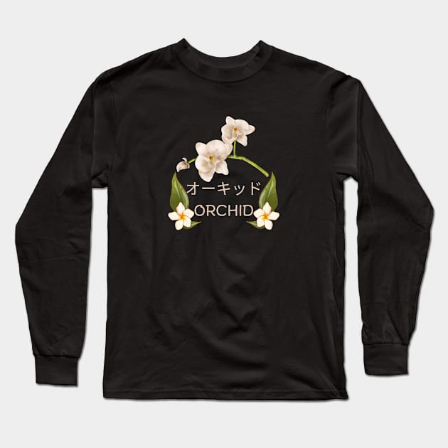 Orchid Flower Vintage Since Estbalished Bloom Long Sleeve T-Shirt by Flowering Away